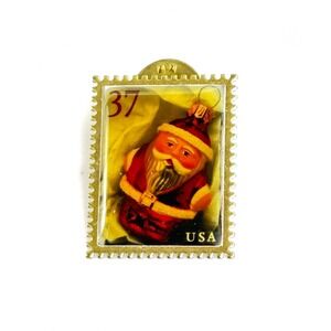 Christmas USA 15 Cents Lapel Pin USPS Stamp Santa Claus Ornament